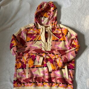 Women's Hooded Ski Pullover Jacket in Pink & Orange